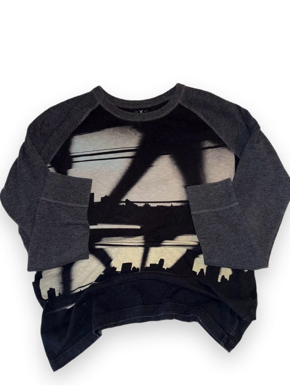 American Eagle Heritage Thermal Long Sleeve in Black & Gray Size Medium